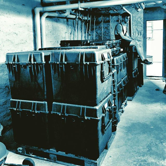 New roadcases: 19 days of planning, ordering, weighing, measuring, packing, foaming, repacking.  27 cases. 1650 pounds. 2 tired clowns. #clownsbentonworlddomination #glamaroustourlife